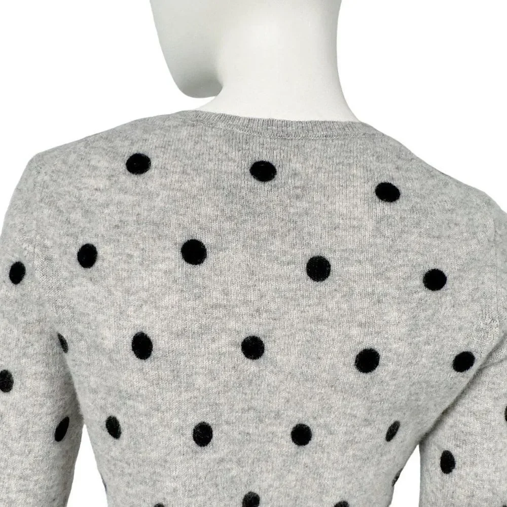 Cynthia Rowley 100% 2 Ply Cashmere Polka Dot Gray Sweater Womens Size M Medium - Picture 5 of 6